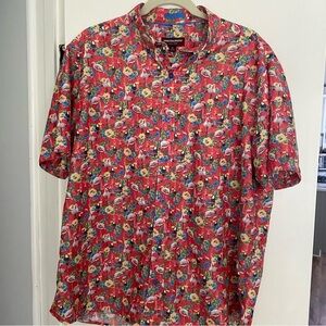 Mens XLJohnston & Murphy Red Floral Hawaiian Shirt